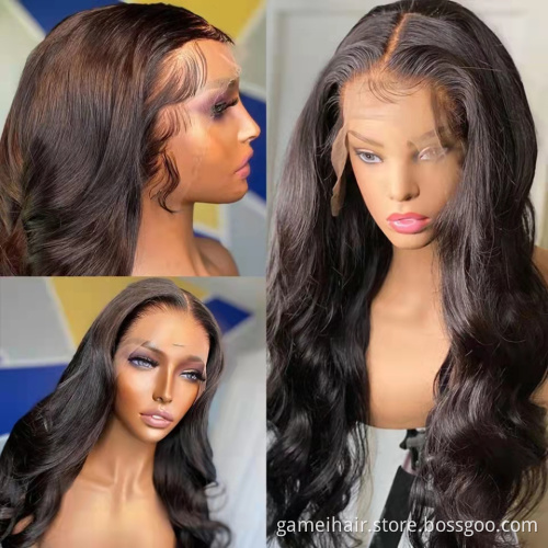 GMWIG wholesale frontal custom wigs 100% human hair natural color high quality Body Wave 13x4" brazilian virgin transparent lace